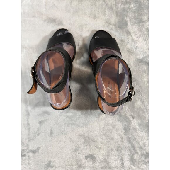 Lucky Brand womens 6.5 black straps wedge heel 2.5" minor scuff look at pictures - Picture 15 of 16